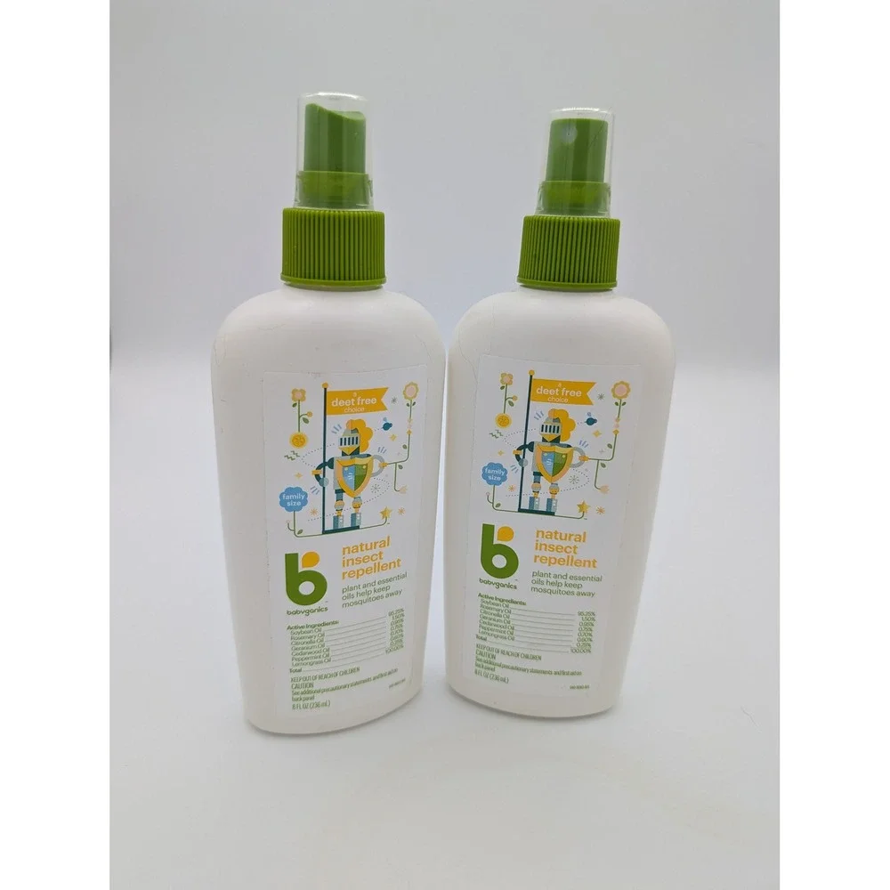 2pk Babyganics Natural Insect Repellent 8oz DEET-Free Plant Based Essential Oils